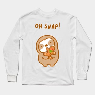 Oh Snap Christmas Gingerbread Man Sloth Long Sleeve T-Shirt